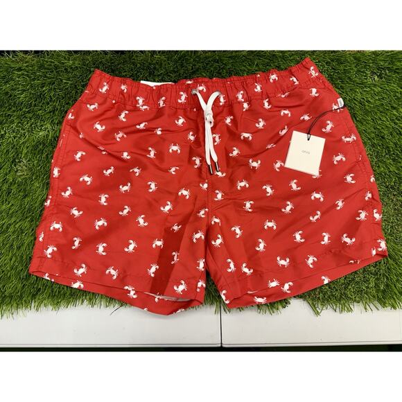 Onia Mens Liberty Charles 5 Swim Trunks | Micro Crabs MSB01-40 Red/White NWT - Picture 1 of 6